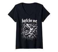 Femme Bark for Me Blackletter Fierce Angry Dog Graphic T-Shirt avec Col en V