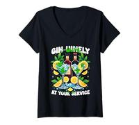 Femme Barkeeper Gardien De Bar Barman Gin-uniely At Your Service T-Shirt avec Col en V