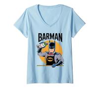 Femme Barman Hero Parodie Party Outfit Barman Drôle Barman Boisson T-Shirt avec Col en V