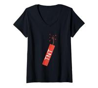 Femme Barre de Dynamite TNT T-Shirt avec Col en V