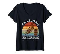 Femme Barrel Mom Funny Barrel Racing T-Shirt avec Col en V