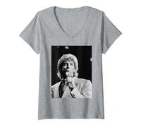 Femme Barry Manilow, 2 Heures du Matin, Paradise Cafe Era Live 1984 T-Shirt avec Col en V