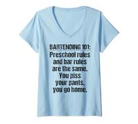 Femme Bartender Bartending 101 Règles de Bar préscolaires Noir T-Shirt avec Col en V