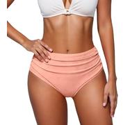 Femme Bas Maillot De Bain Élégant Ruched Bikini Slips Taille Haute Triangle Short de Bain Amincissant Gainant Ventre Plat Culotte Maillot de Plage