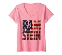 Femme Base AÉRIENNE Allemande DE Ramstein À KAISERSLAUTERN T-Shirt avec Col en V, Rose, M