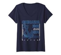 Femme Base navale Japonaise d'Okinawa Mer d'Amérique T-Shirt avec Col en V