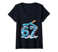 Femme Baseball 6 7 Six Seven Candy Ice Cream Bubbles Playtime T-Shirt avec Col en V