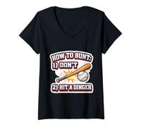 Femme Baseball Amusant : Comment démarrer 1 Ne Pas 2 Frapper Un Dinger T-Shirt avec Col en V