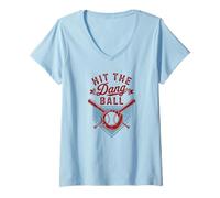 Femme Baseball Amusant frappez la Balle Dang T-Shirt avec Col en V