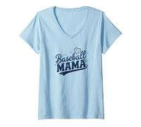 Femme Baseball Mama Galaxy Heart Sports Mom T-Shirt avec Col en V