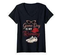 Femme Baseball Mom Dugout Life Day Game Day Support Team Spirit T-Shirt avec Col en V