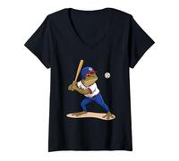 Femme Baseball Porto Rico Patriotic Flag Boricua Baseball Player T-Shirt avec Col en V