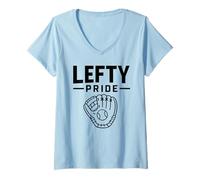 Femme Baseball Softball gaucher fière Femme Homme rétro T-Shirt avec Col en V