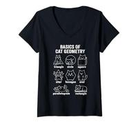 Femme Bases Amusantes de la géométrie des Chats | Professeur de mathématiques pour la rentrée T-Shirt avec Col en V