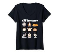 Femme Bases De La Géométrie du Chat Professeur De Mathématiques T-Shirt avec Col en V