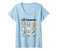 Femme Bases De La Géométrie du Chat Professeur De Mathématiques T-Shirt avec Col en V