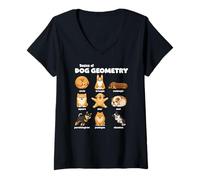 Femme Bases De La Géométrie du Chien Chien Drôle De Professeur De T-Shirt avec Col en V