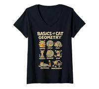 Femme Basics of Cat Geometry Funny Cat Math Physics Science Humor T-Shirt avec Col en V