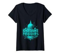 Femme Basilique Saint-Pierre Art Vatican T-Shirt avec Col en V