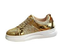 Femme Basket Chaussures Running De Sport Décontractées À Semelles Plates Et Épaisses Paillettes Pour L'Extérieur Tennis Basquettes Basquette Compensées Baskets Femmes Chaussure Marche Toile Été