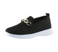 Femme Baskets Mode Chaussures Sport Décontractées À La Et Chaîne Décoration Respirant Confortable Fond Plat Antidérapant Trail Basket Légère pour De Pieds Larges Randonnée Marche Chaussure Le Noir 42