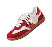 Femme Baskets Mode Chaussures Sport Plates À Blocs De Couleurs pour Femmes Décontractées Plage Basket Confortable Plateforme Legere Semelle Antidérapante Running Les Chaussure Orthopediques Rouge 38