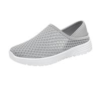 Femme Baskets Mode Chaussures Sport Printemps Décontractées Tendance Border Plus One Foot on Mesh Shoes pour Maman Basket Hallux Valgus Mi Saison Confort Compensee Eté Tennis Confortable De Grey 46