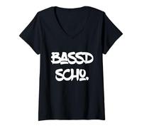 Femme Bassd Scho Funny Saying for Franconian Bass Players T-Shirt avec Col en V
