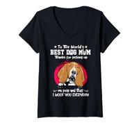 Femme Basset Hound Best Dog Mom Dogs Lovers Funny Mothers Day T-Shirt avec Col en V