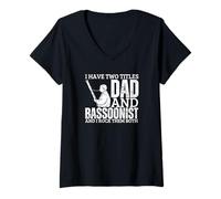 Femme Bassoonist And Dad Proud Funny Men Basson T-Shirt avec Col en V