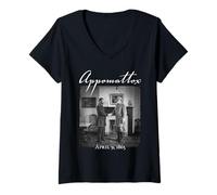 Femme Bataille d'Appomattox Grant & Lee Civil War T-Shirt avec Col en V