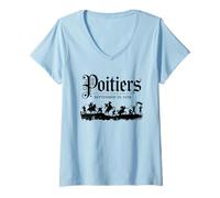 Femme Bataille de Poitiers Histoire de la Guerre de Cent Ans T-Shirt avec Col en V