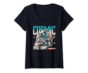 Femme Bataillon de Guerriers extraterrestres du Cosmic Space Corps de Science-Fiction T-Shirt avec Col en V