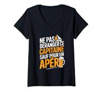 Femme Bateau Apéro Homme Humour Cadeau Capitaine Drôles Bière T-Shirt avec Col en V