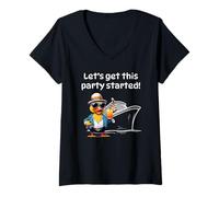 Femme Bateau de croisière Let's Get This Party Started Cocktails Fun T-Shirt avec Col en V