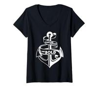 Femme Bateau Pirate - La Fortune favorise Les Audacieux T-Shirt avec Col en V