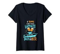 Femme Bateau Si l'argent ne Peut Pas Acheter Le Bonheur, expliquez Les Bateaux et la bière T-Shirt avec Col en V
