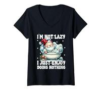 Femme Bathtub Spa Gnome I`m Not Lazy I Just Enjoy Doing Nothing T-Shirt avec Col en V