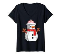 Femme Bâtiment de Noël Bonhomme de Neige T-Shirt avec Col en V