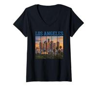Femme Bâtiments Skyline du Centre-Ville de Los Angeles | California Architects T-Shirt avec Col en V