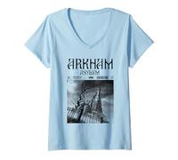 Femme Batman Arkham Asylum Cover T-Shirt avec Col en V