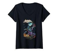 Femme Batman Detective Retro Comic Cover T-Shirt avec Col en V