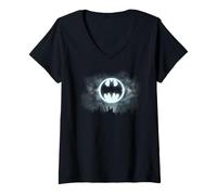 Femme Batman Halloween Bat Signal in The Sky T-Shirt avec Col en V