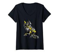 Femme Batman Panel Portrait and Batmobile T-Shirt avec Col en V