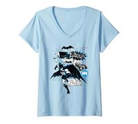 Femme Batman Running Black and Blue Kanji T-Shirt avec Col en V