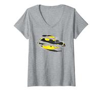 Femme Batman Symbole Emblème Déchiré Rip Logo Nightfall Battle T-Shirt avec Col en V