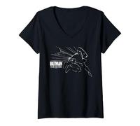 Femme Batman The Dark Knight Returns Leaping Dark Knight T-Shirt avec Col en V