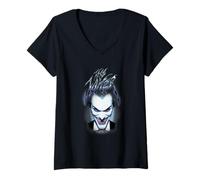 Femme Batman The Joker Blue Smile T-Shirt avec Col en V