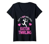Femme Baton Twirling Maman Rétro Twirler Athlète Juste Une Maman T-Shirt avec Col en V
