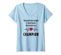 Femme Battement de cœur avec cœur pour les champions T-Shirt avec Col en V